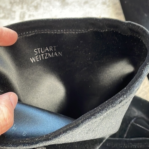 Rare Stuart Weitzman Alllegs OTK Thigh High Stretch Velvet Boots Heels Sz 8 - Picture 12 of 14